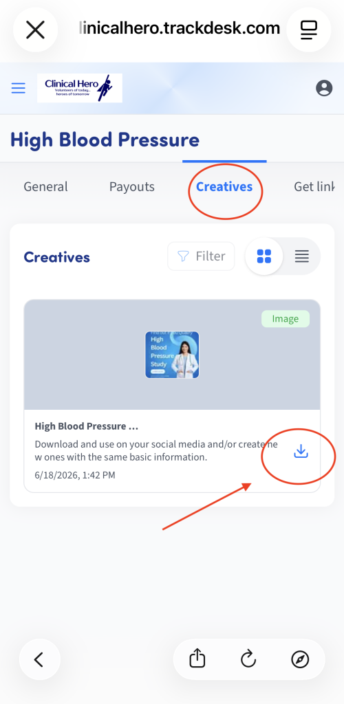 Mobile Creatives Screenshot placeholder for accessing the Ambassador account